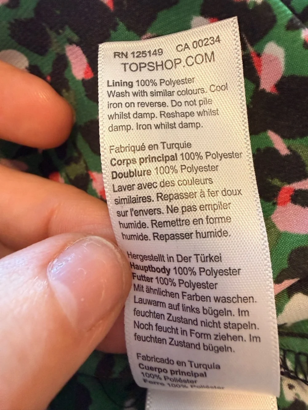 Topshop Green Floral Print Mini Dress UK 14 US 10 Flutter Sleeve Keyhole Back - Picture 7 of 9